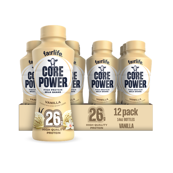 Core Power Protein Shake, Vanilla, 26g Bottle, 14oz, 12 Pack